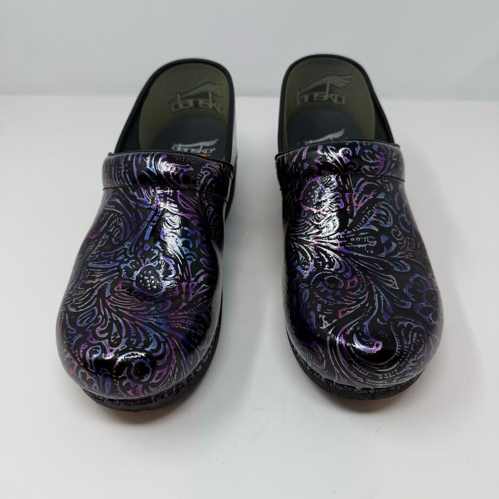 Dansko XP 2.0 Professional Nursing Shoes Women's 41 Black Multi Color Floral EUC - Picture 2 of 15